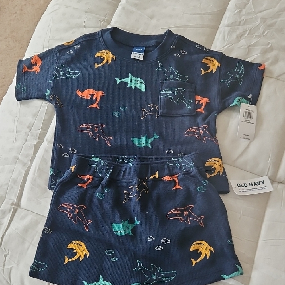 NWT Old Navy Kids Matching Set - Navy with Multicolor Sharks
